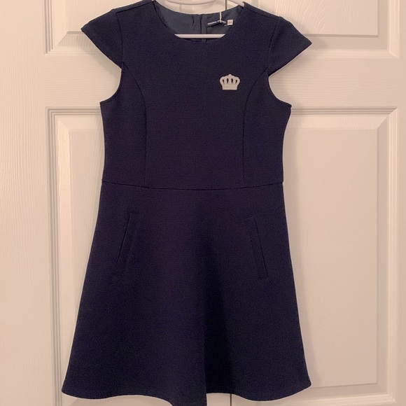 Girls NWT Italian Navy Crown Dress 8/10 - Picture 1 of 4